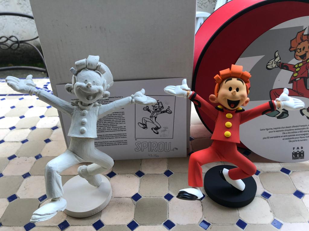 Statue Fariboles Spirou 75eme anniversaire exclu - 50 ex, Collections, Personnages de BD, Comme neuf, Statue ou Figurine, Tintin