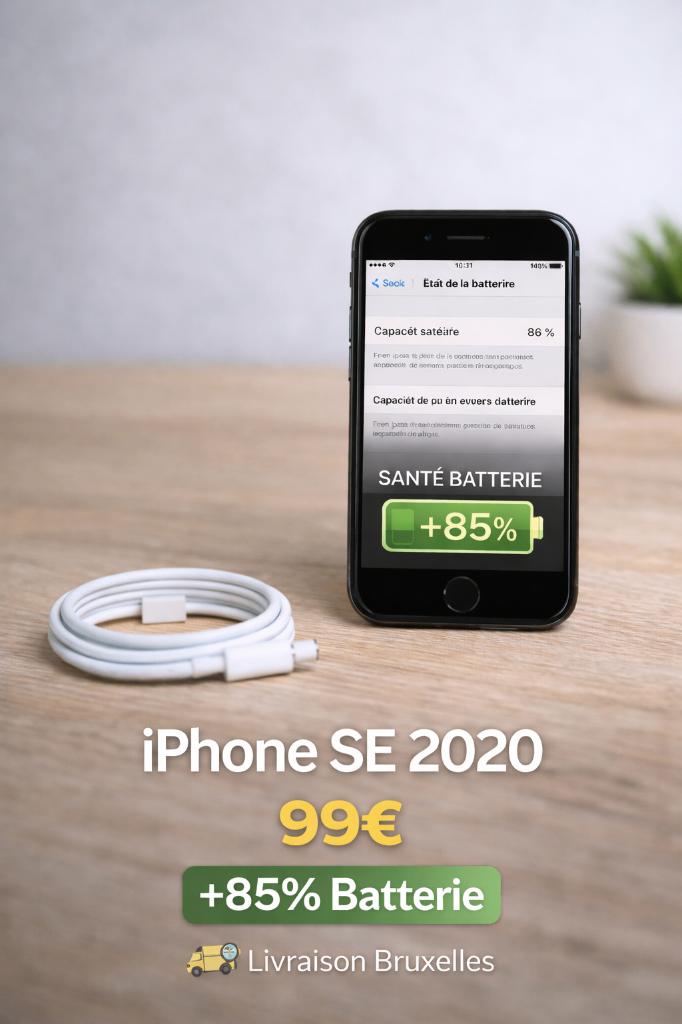 iPhone SE 2020 95€ Batterie 85% Bruxelles Livraison, Telecommunicatie, Mobiele telefoons | Apple iPhone, Zwart, Ophalen of Verzenden