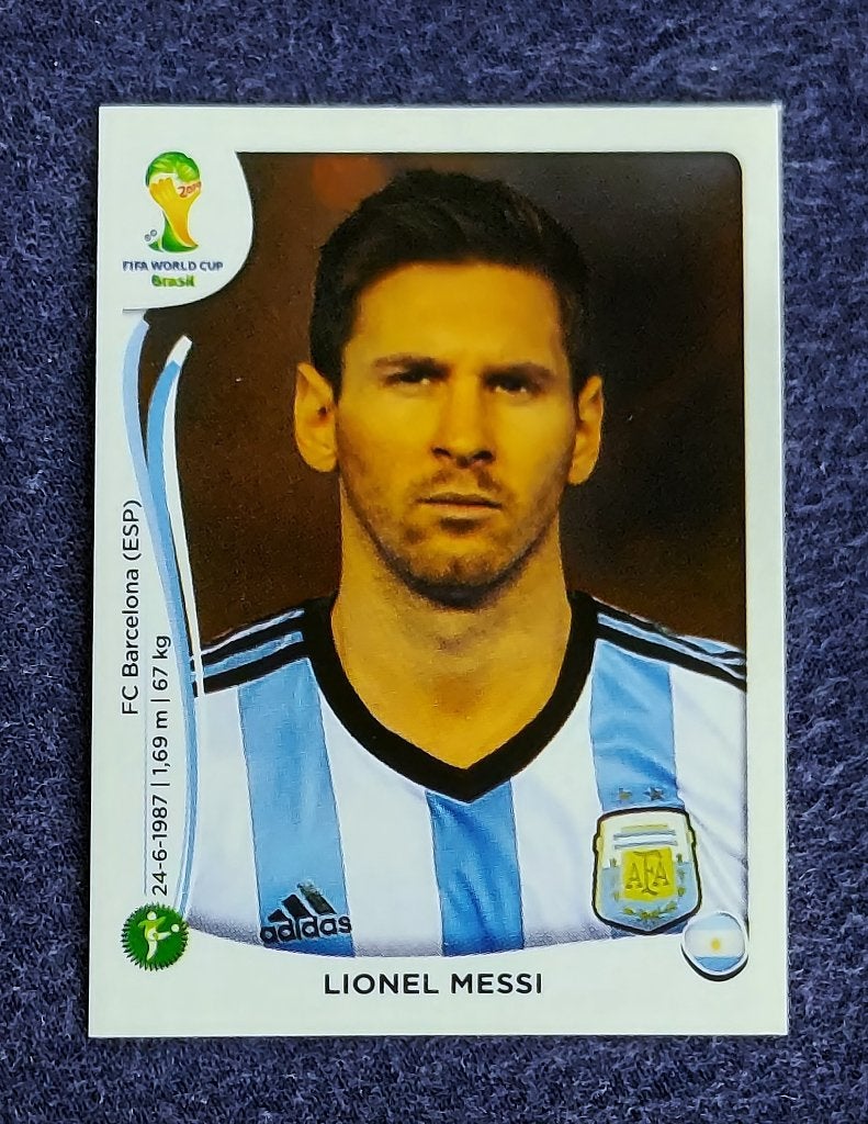 Panini sticker card voetbal ' WK 2014 - Lionel Messi ', Verzamelen, Sportartikelen en Voetbal, Nieuw, Poster, Plaatje of Sticker