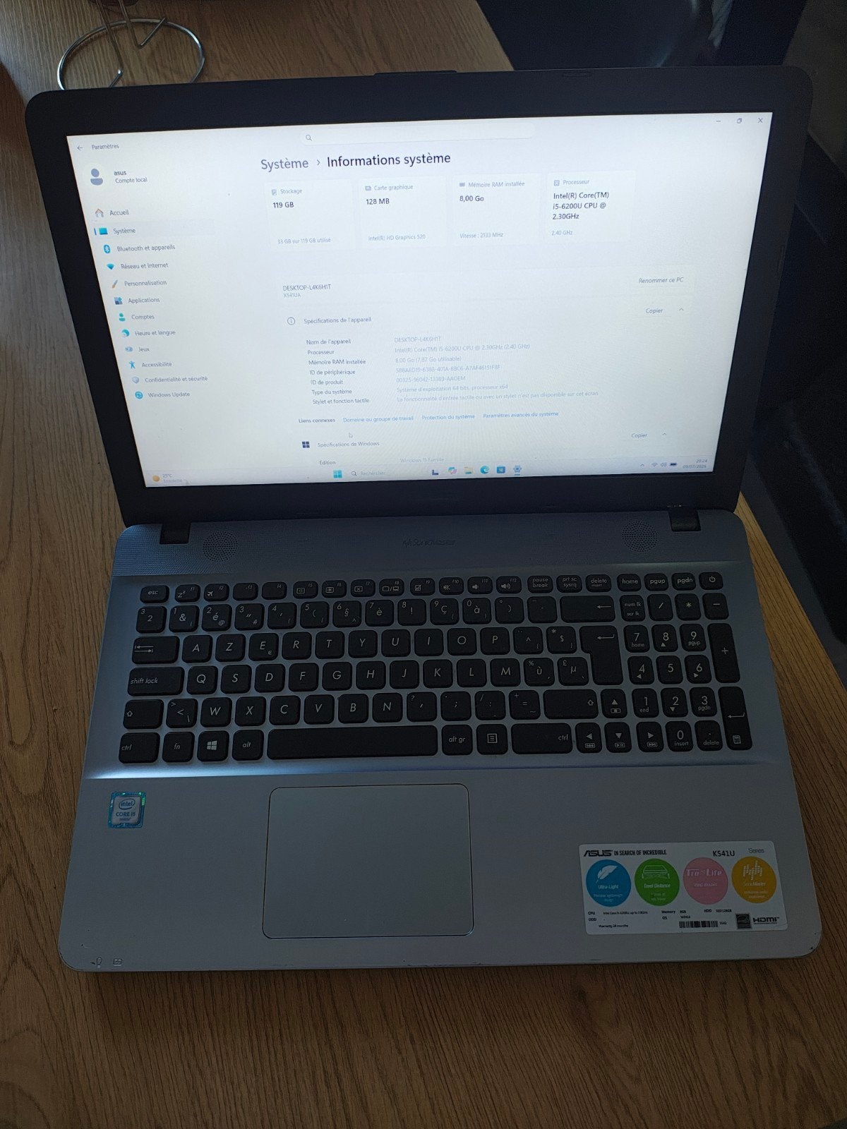 Asus vivobook 15.6", SSD