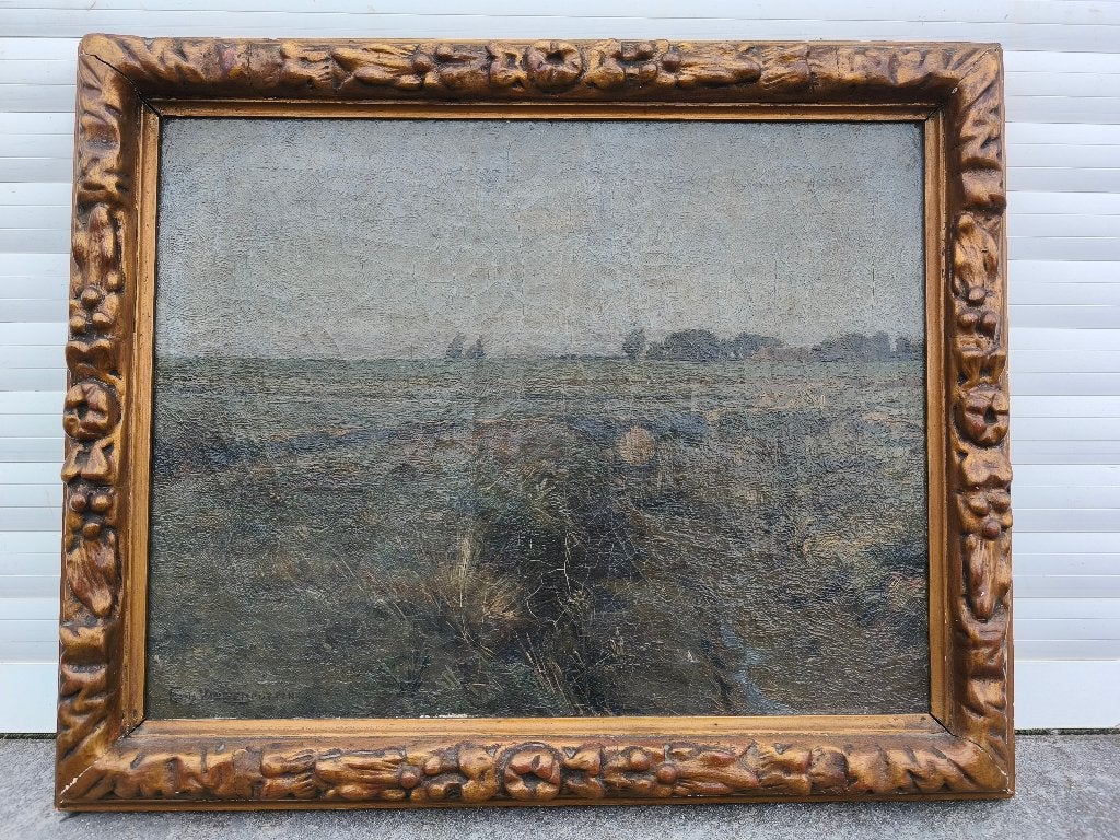Huile sur toile signe Frans van leemputten, Antiek en Kunst, Kunst | Schilderijen | Klassiek, Ophalen of Verzenden, Doek