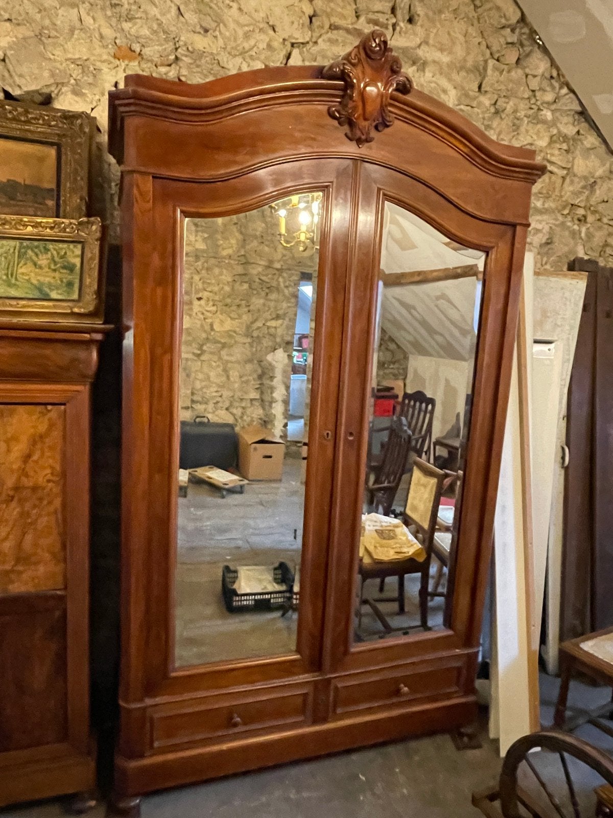 Garderobe . Ancienne armoire en marqueterie et plein bois, Antiquités & Art, Enlèvement