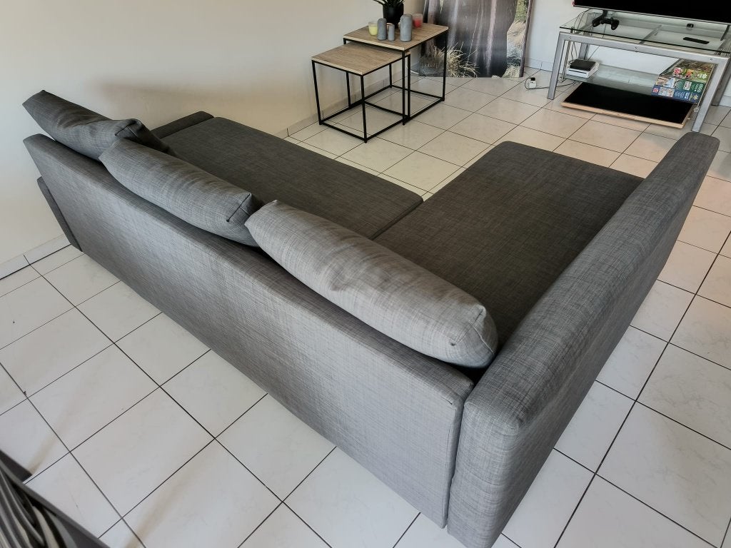 IKEA Friheten L-zetelbed, Ophalen, Tweepersoons, Zo goed als nieuw, Grijs
