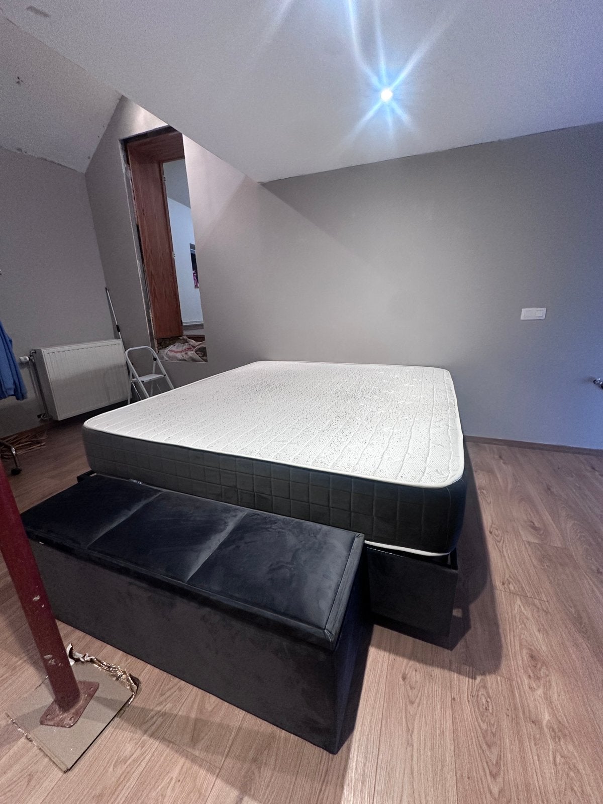 Lit 180x200 boxspring, Gris, Enlèvement, Utilisé, 180 cm