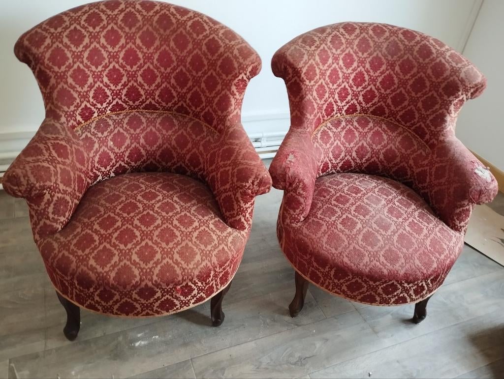 Fauteuil vintage lot de 2 fauteuils crapaud, Enlèvement, Tissus
