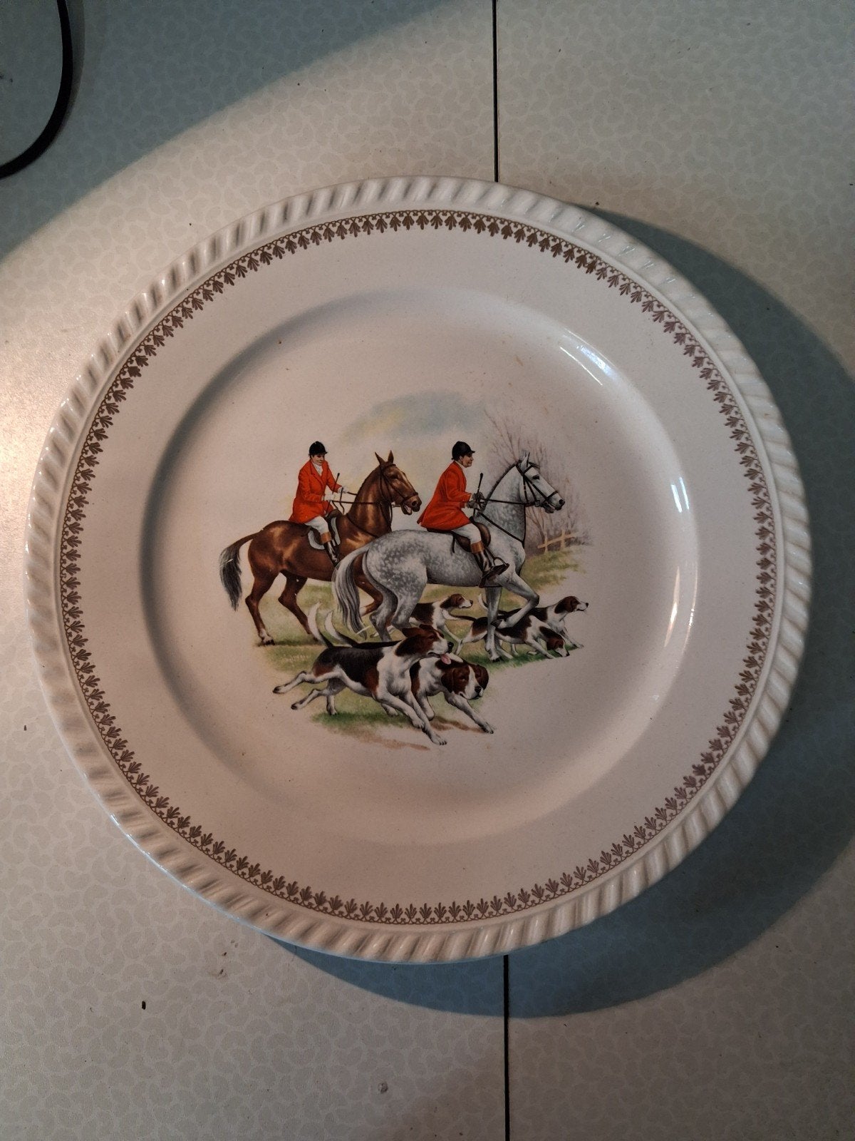 sierbord jachttafereel paarden honden, Antiek en Kunst, Ophalen of Verzenden