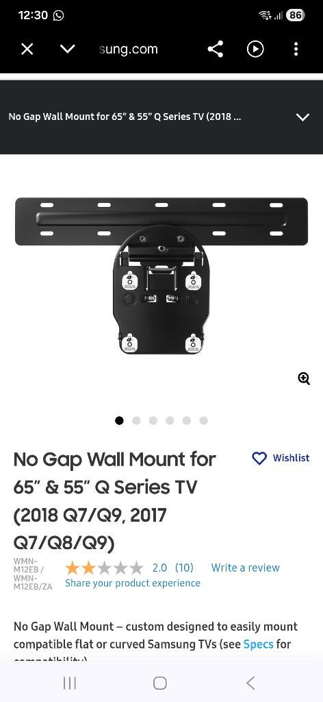 Samsung No Gap Wallmount, Audio, Tv en Foto, Ophalen, Zo goed als nieuw