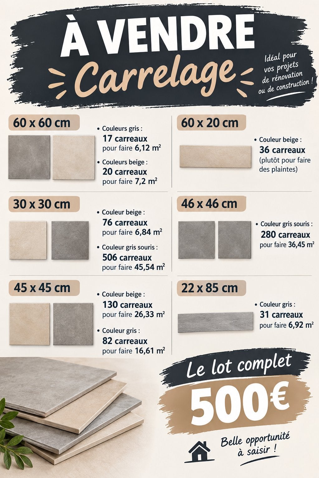 Carrelages, Ophalen
