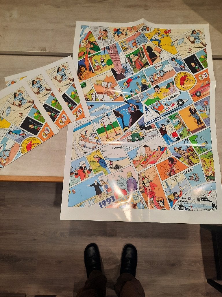 série de 4 affiches promotionnelles Le Lombard de 1993, Collections, Enlèvement ou Envoi, Autres personnages, Comme neuf, Image, Affiche ou Autocollant