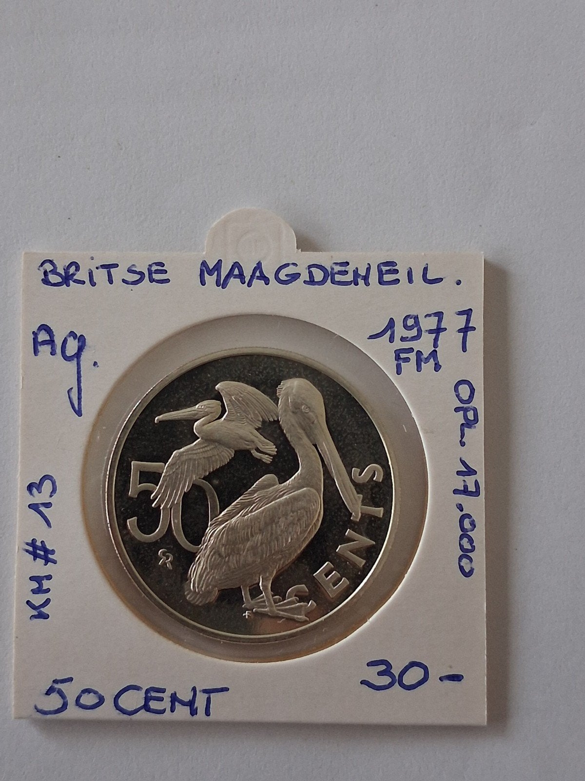 Britse maagden eil. 50 cent 1977 AG PROOF 16.72 gram, Postzegels en Munten, Munten | Oceanië, Ophalen of Verzenden