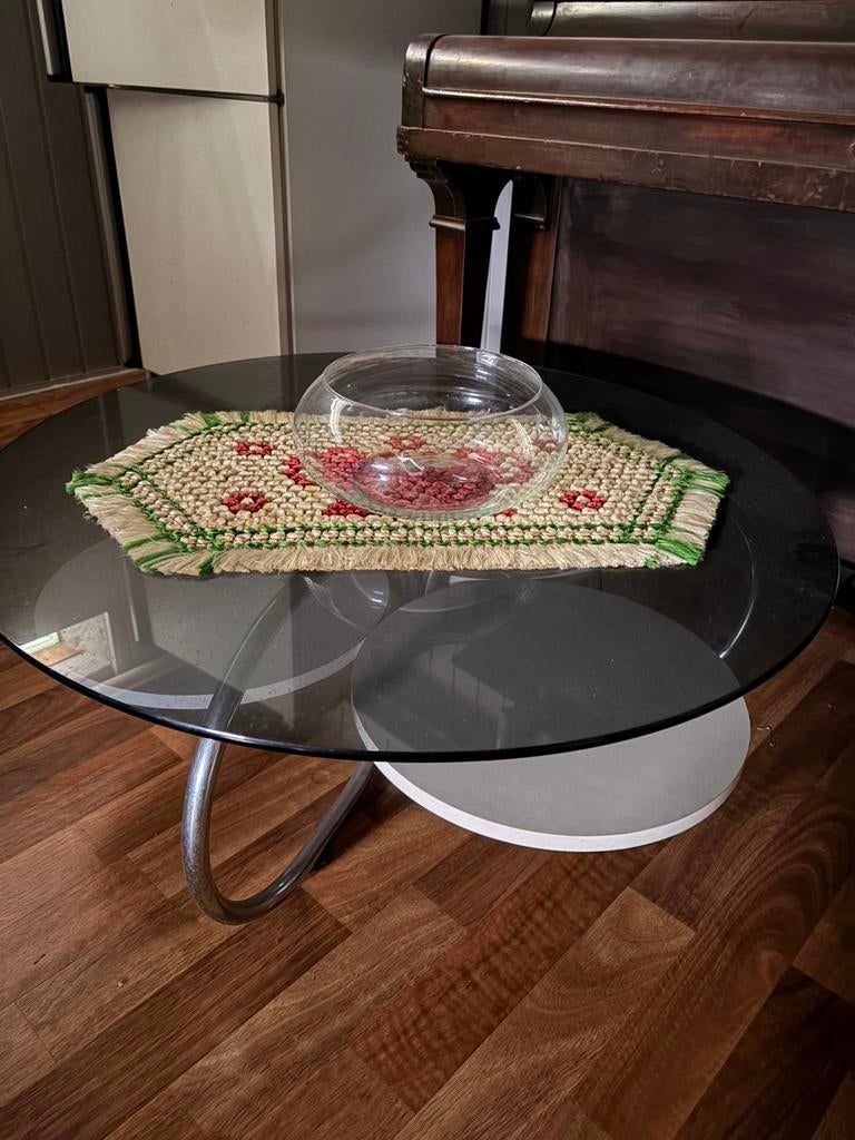 Vintage salontafel, Ophalen, Gebruikt, 50 tot 100 cm, Rond