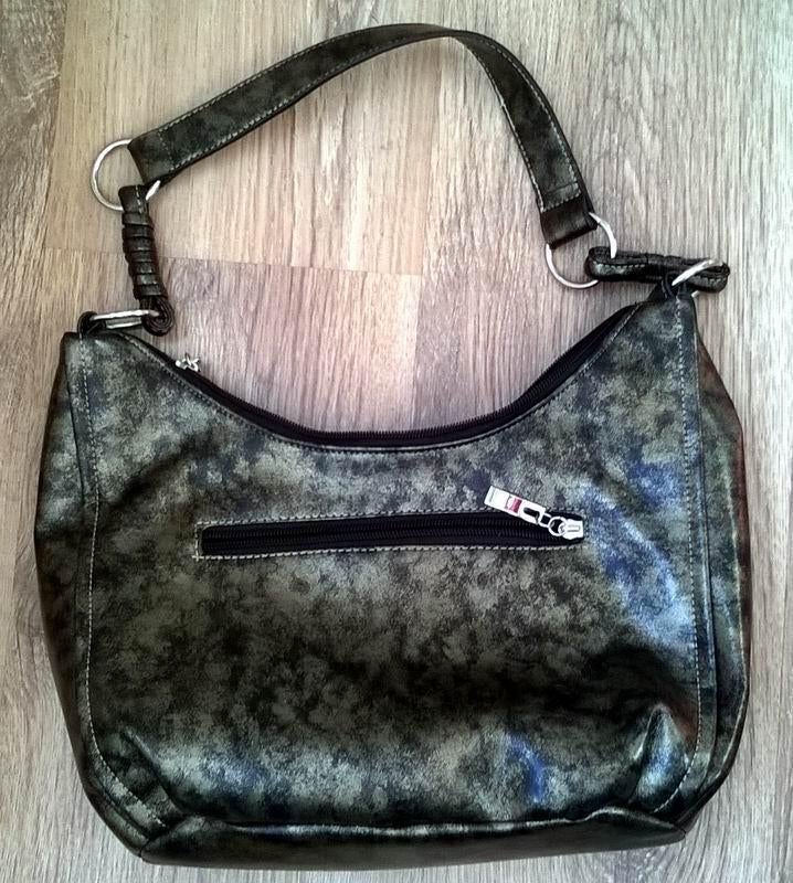 Dameshandtas in zwart + vergulde skai, Ophalen of Verzenden, Zo goed als nieuw, Overige kleuren, Handtas