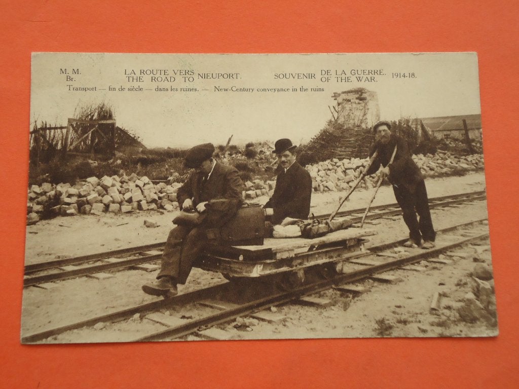 Oorlog 1914 - 1918  La route vers Nieuport - Nieuwpoort, Verzamelen, Ophalen of Verzenden, 1920 tot 1940, Ongelopen, West-Vlaanderen