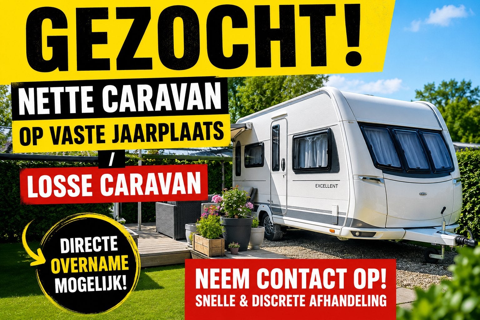 Gezocht: Nette caravan op vaste jaarplaats/ losse caravan, Particulier