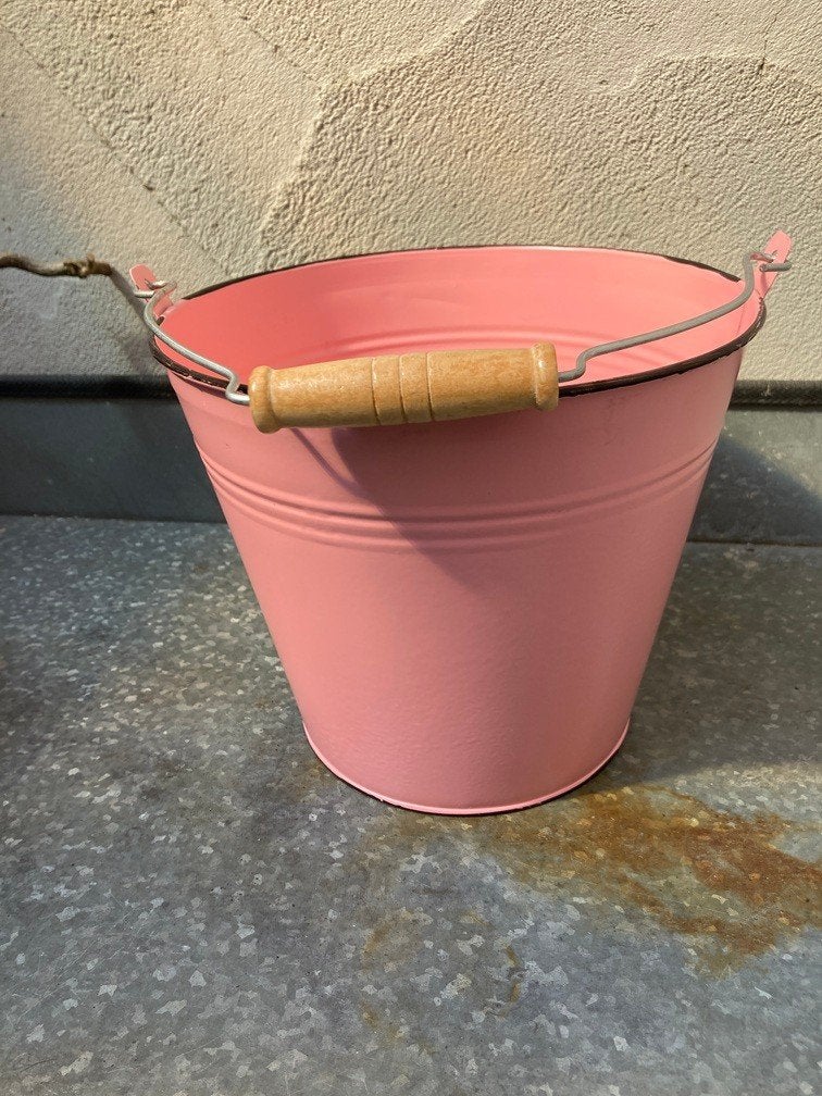 Emmer roze metaal 16 cm hoog NIEUW, Tuin en Terras, Bloempotten, Rond, Ophalen of Verzenden, Metaal, Binnen