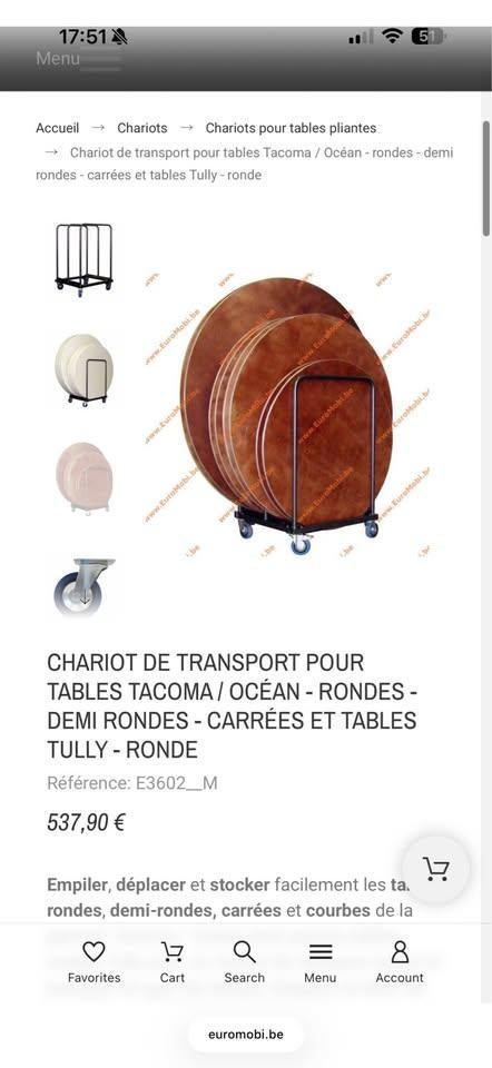 chariot de transport pour tables, Ophalen