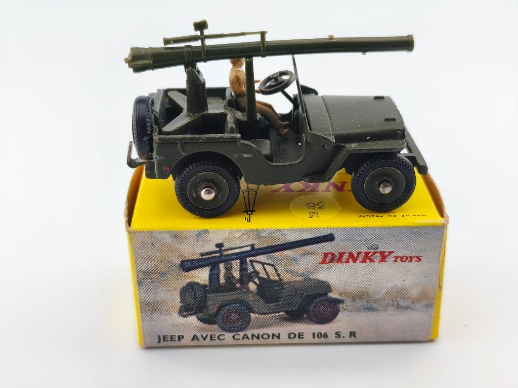 DINKY TOYS FRANCE JEEP US + CANON 106 SE REF 829, Enlèvement ou Envoi, Comme neuf, Voiture, Dinky Toys