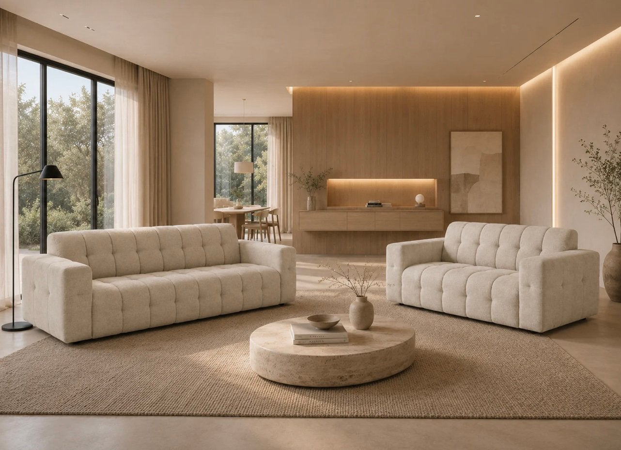 Canapé en tissu 3 + 2 + 1 places, Huis en Inrichting, Stoffering | Vloerbedekking, Ophalen, Nieuw, Beige, Overige typen