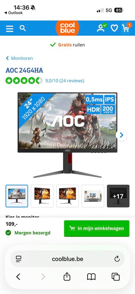 Splinternieuwe!! monitor aoc, Computers en Software, Ophalen, Zo goed als nieuw