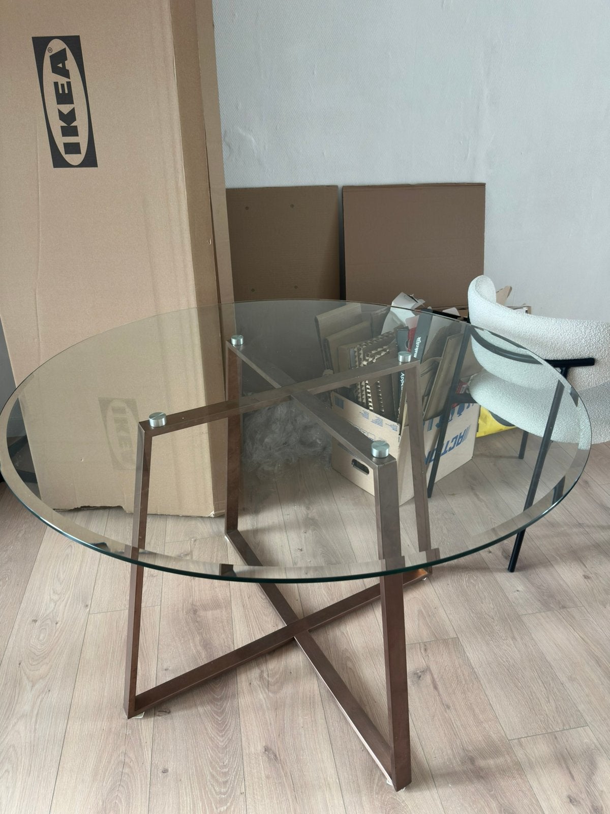 Ronde Glazen Tafel Laura James Vintage Look, Ophalen, Zo goed als nieuw