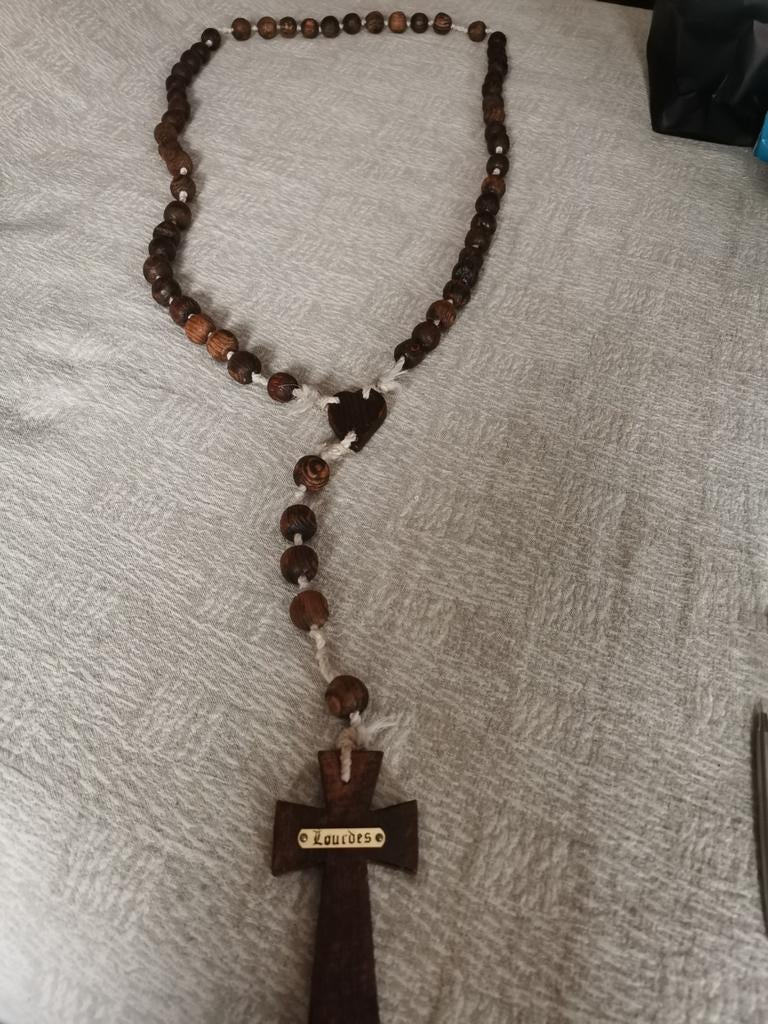 Antieke grote houten kralen paternoster, Antiek en Kunst, Ophalen