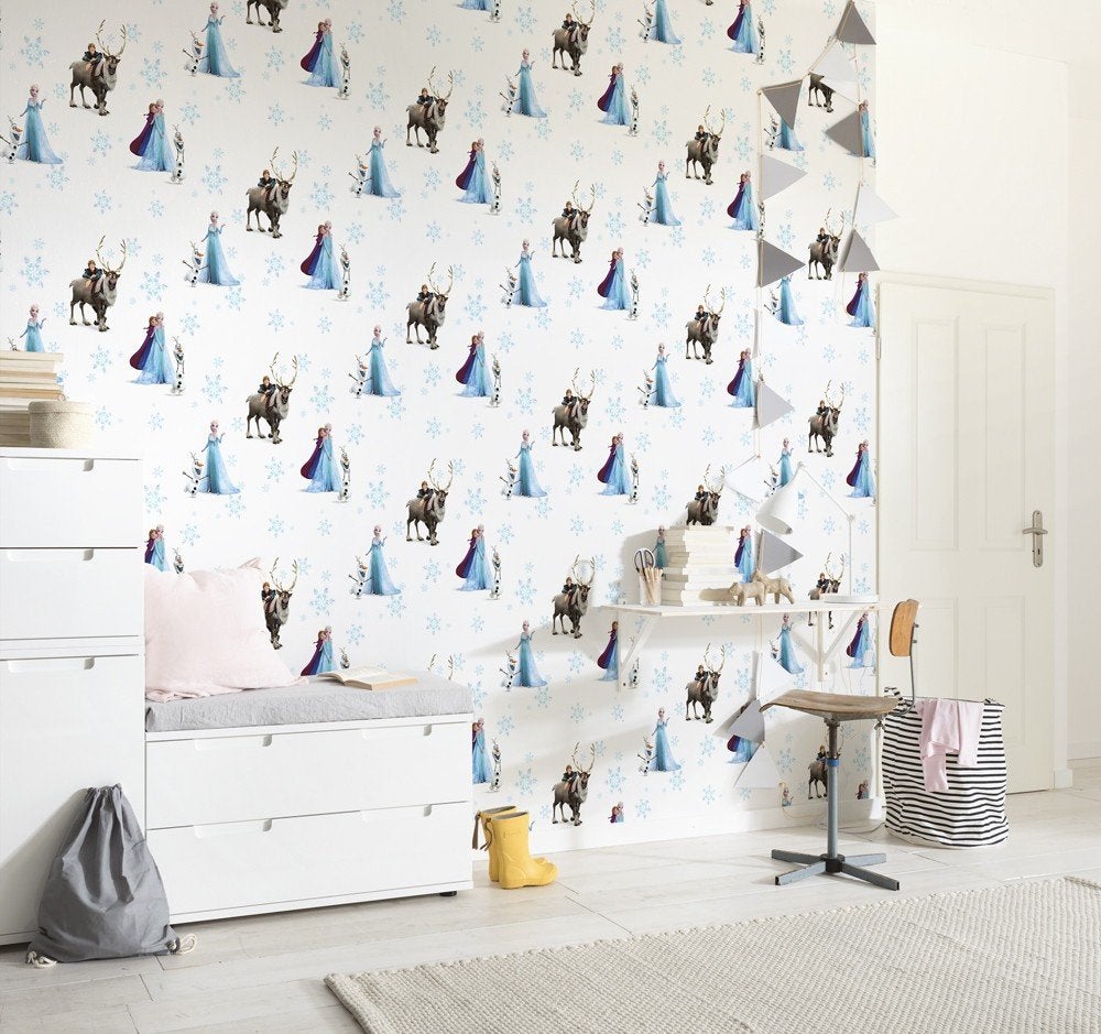 Disney Frozen Vlies Behangrol - 1005x53 cm - Circles, Verzenden, Nieuw, Wanddecoratie, Meerkleurig