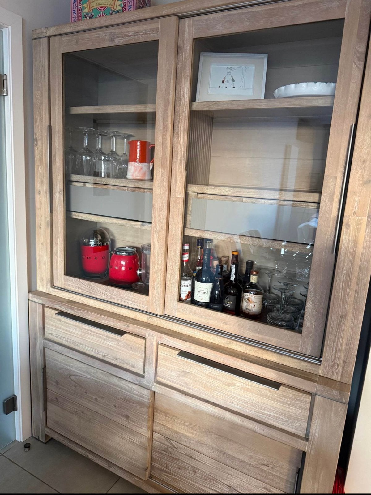 Buffet-vitrine en teak Henders & Hazel, Enlèvement, Comme neuf