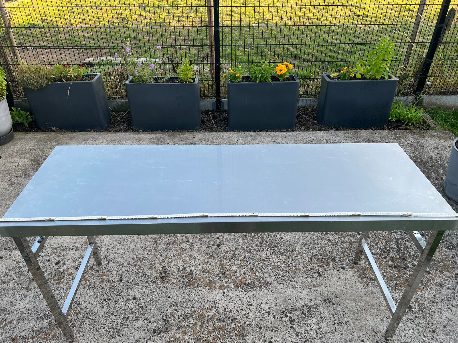 Inklapbare rvs werktafel 180cmx60xm 90cmhoog, Tuin en Terras, Ophalen, Gebruikt, Rvs