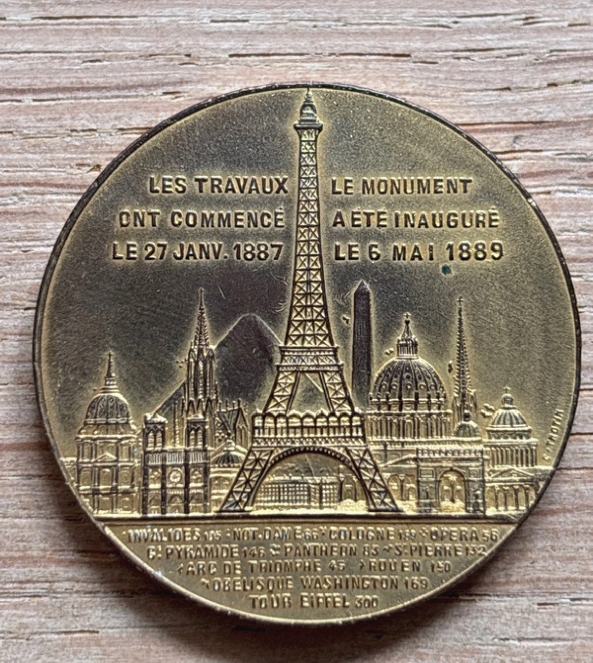 Medaille ter herdenking van de beklimming Eiffeltoren 1889, Ophalen of Verzenden, Brons