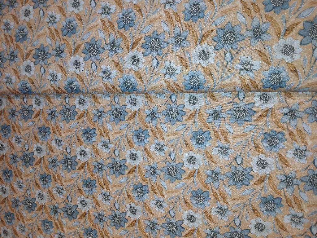 Outlet : Poplin katoen digitaal nachtbloemen, Stenzo, Hobby & Loisirs créatifs, Tissus & Chiffons, Neuf, Beige, Coton, 120 cm ou plus
