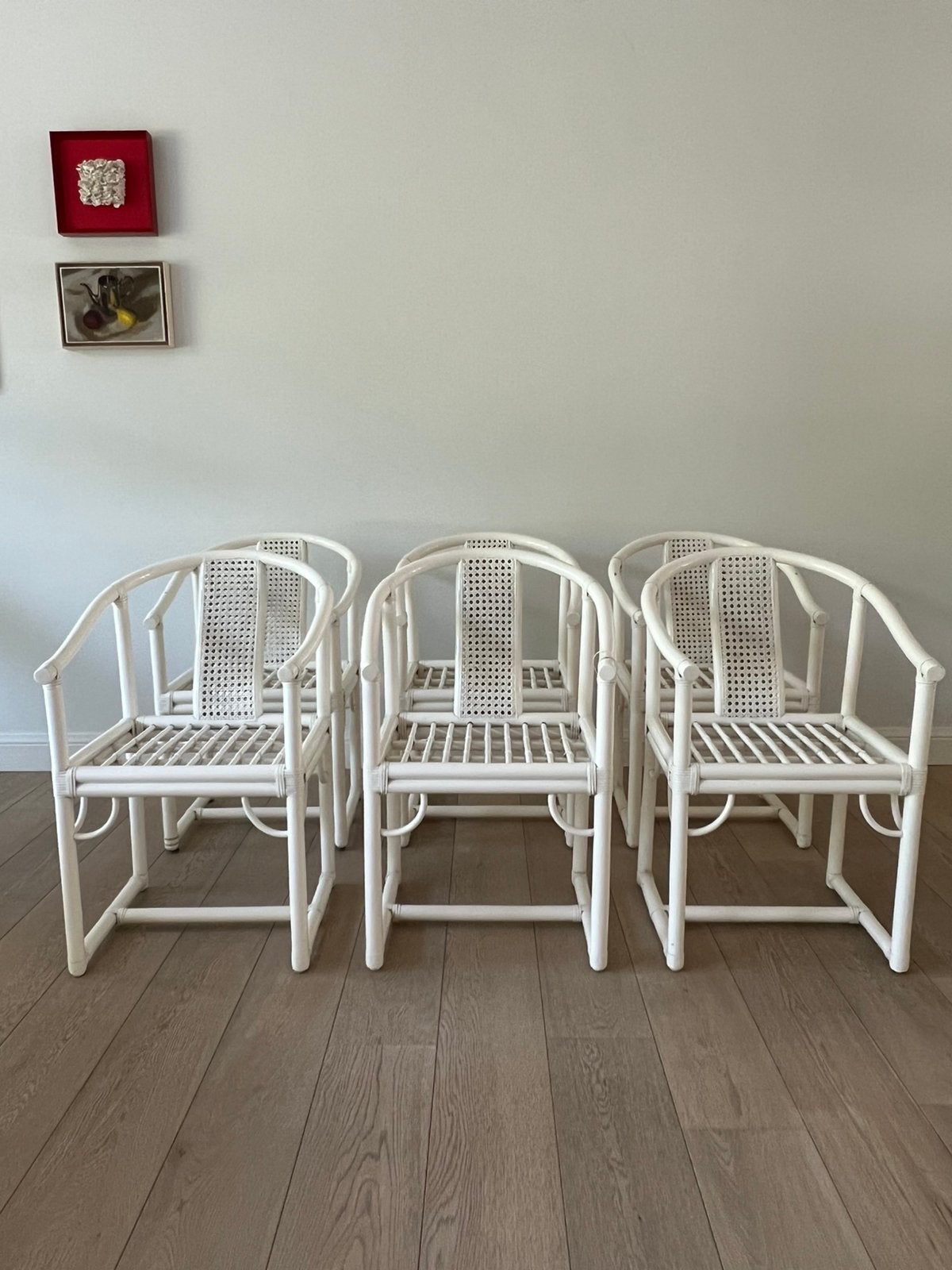 6 vintage Gasparucci Chairs, Ophalen, Gebruikt, Wit, Hout
