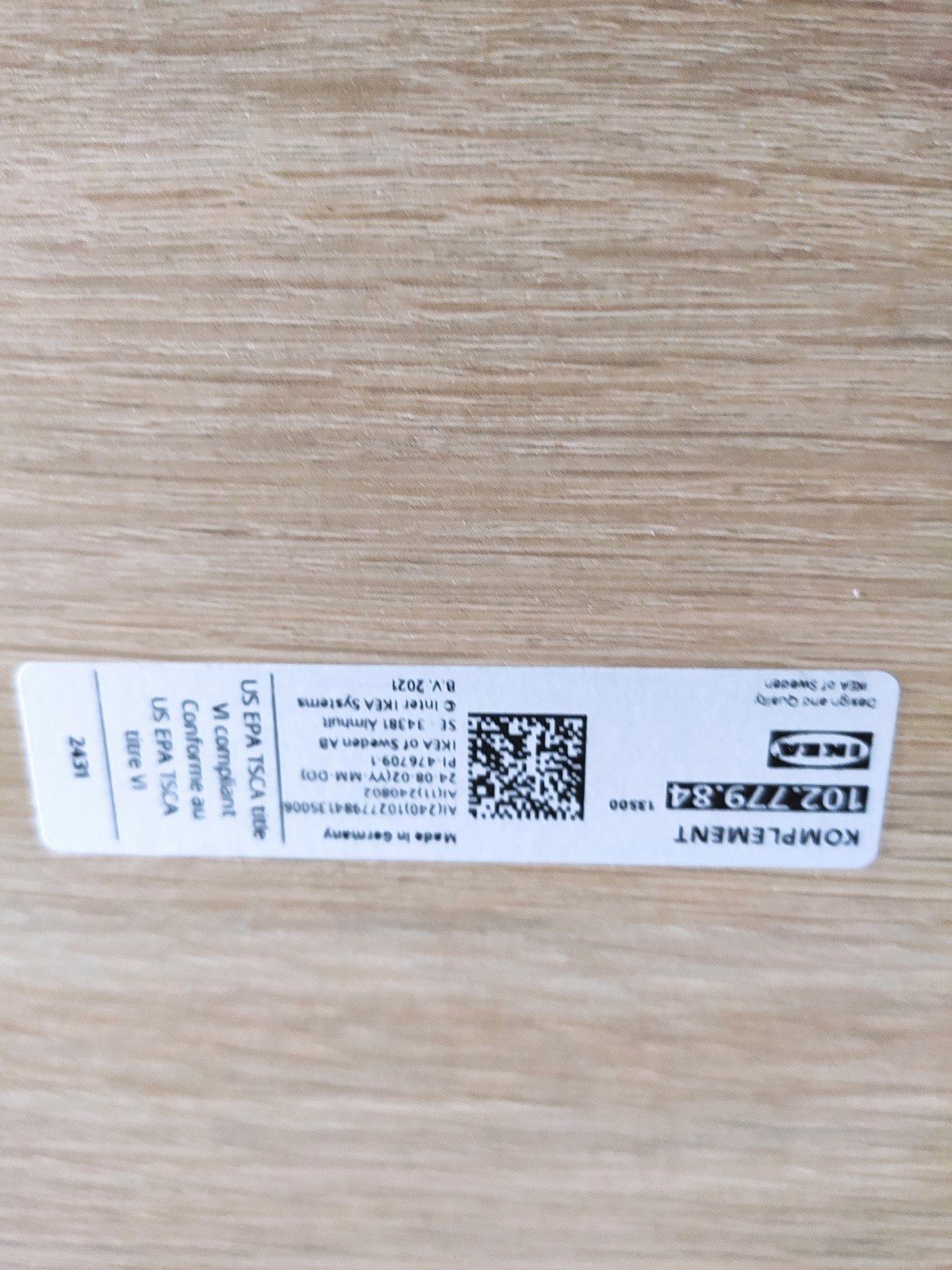 Schabben Ikea lichte eik, Enlèvement