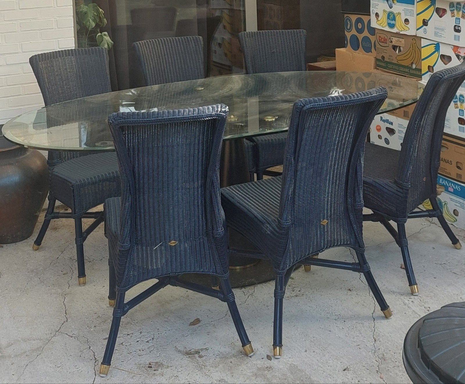 Glazen design tafel met 6 stoelen, Huis en Inrichting, Tafels | Eettafels, Ophalen