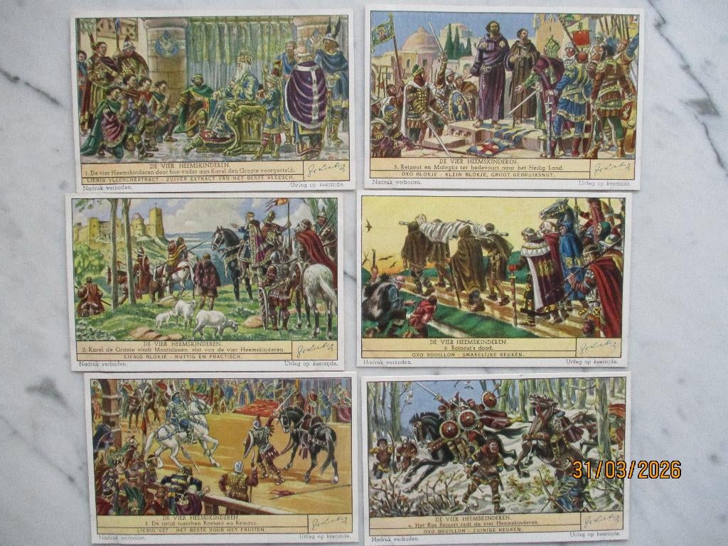 Sage van De Vier Heemskinderen Liebig Ros Beiaard, Verzamelen, Verzenden, Zo goed als nieuw, 1940 tot 1960, Prent