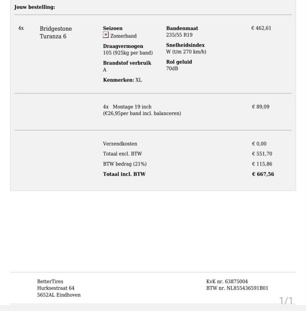 ZGAN 4x Bridgestone Turanza 6 zommerbanden 235 55 19, 235 mm, Band(en), Personenwagen, Zomerbanden