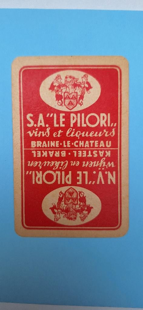 Speelkaart Brakel, Kasteel van_Le Pilori likeuren_rood_195, Verzamelen, Speelkaarten, Jokers en Kwartetten, Gebruikt, Speelkaart(en)