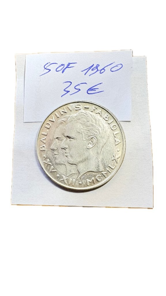 BOUDEWIJN I: Zilver 50 frank 1960, Ophalen of Verzenden, Zilver, Zilver