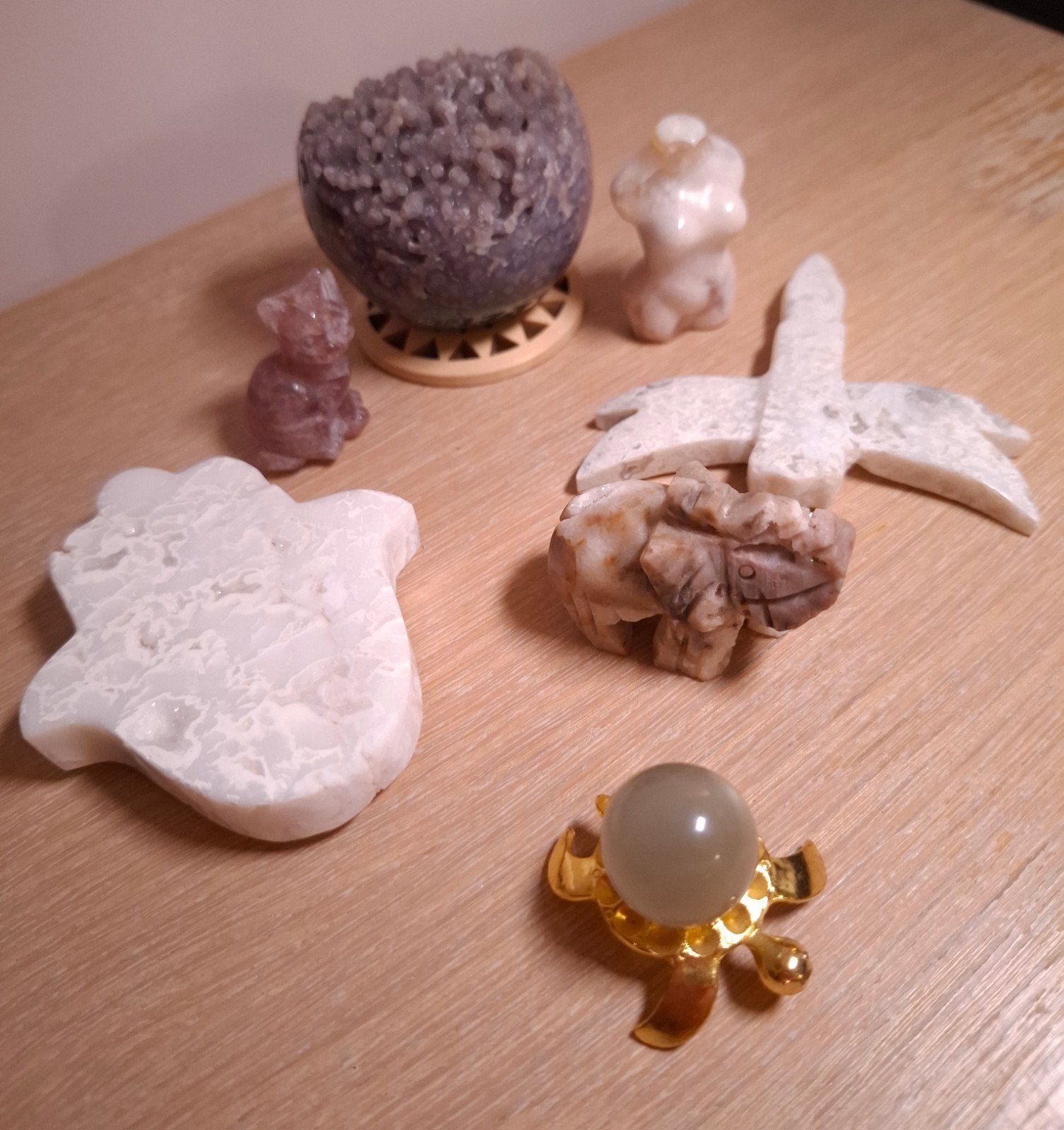 7 decoratieve mineralen en geslepen figuren, Verzamelen, Ophalen of Verzenden, Mineraal
