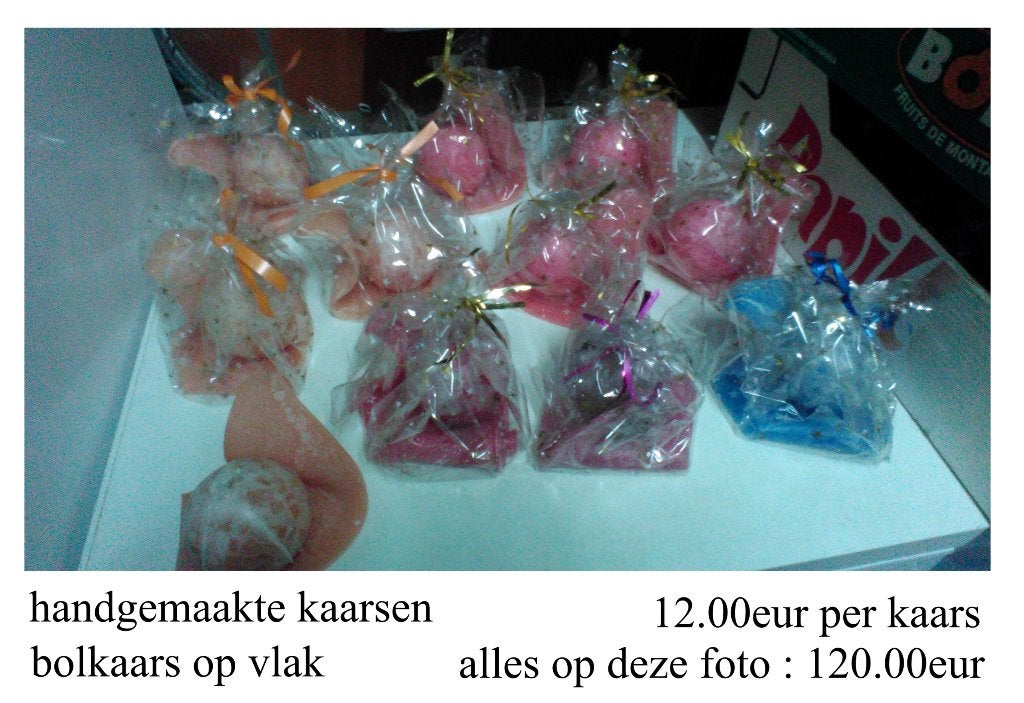 handgemaakte kaarsen moederdag kerst verjaardag bol op vlak, Huis en Inrichting, Ophalen of Verzenden, Nieuw