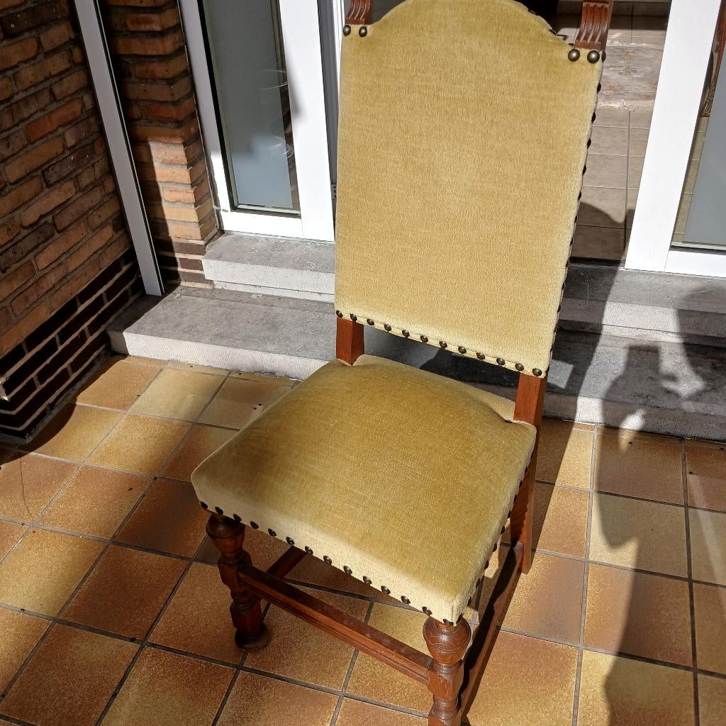zes velours stoelen, Huis en Inrichting, Stoelen, Ophalen, Zo goed als nieuw
