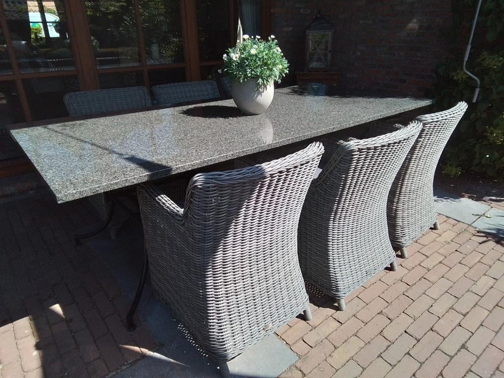 Granieten tafel +stoelen, Ophalen, Kunststof