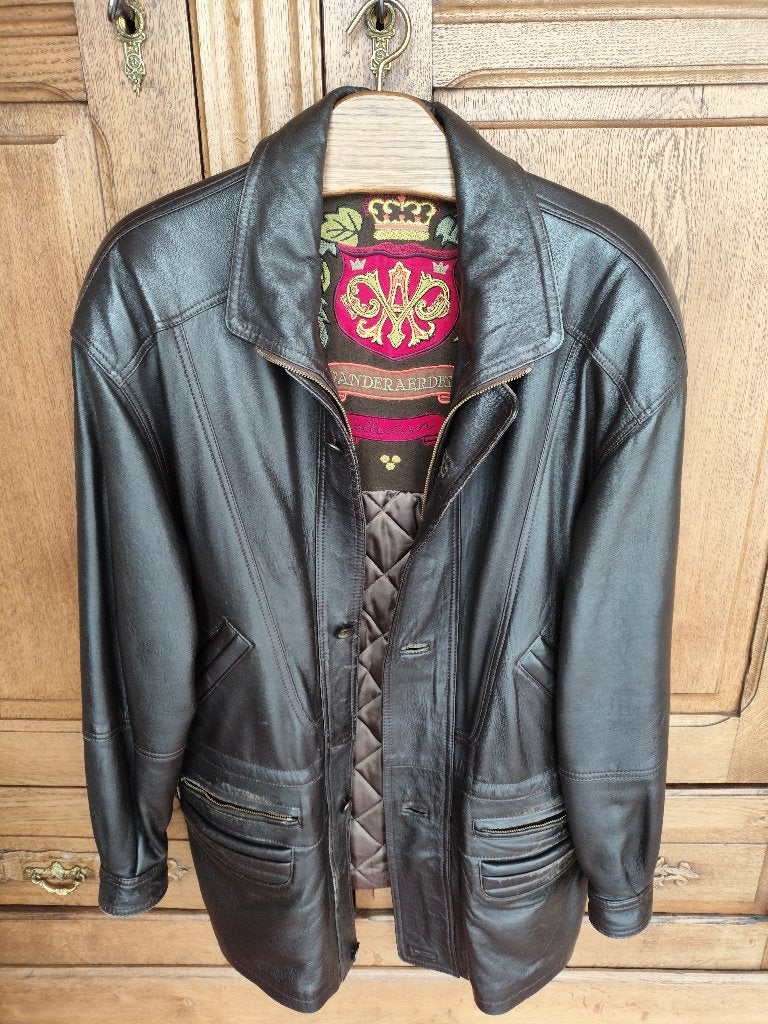ledere jas, Kleding | Heren, Maat 52/54 (L), Bruin, Ophalen of Verzenden, Zo goed als nieuw
