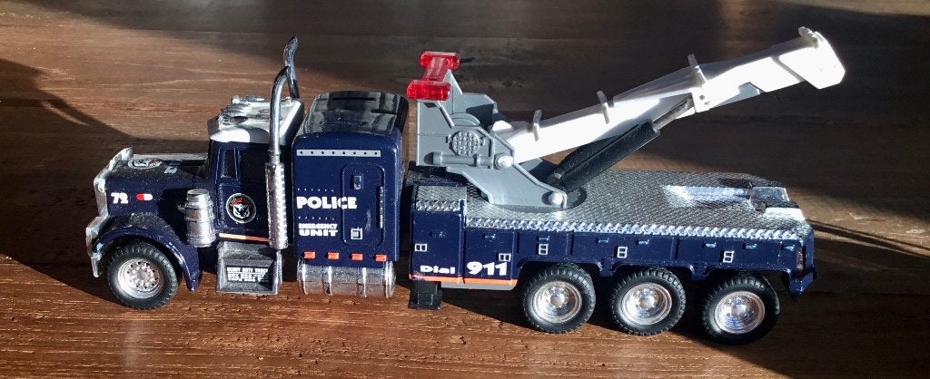 politieauto truck in metaal, Ophalen, Zo goed als nieuw