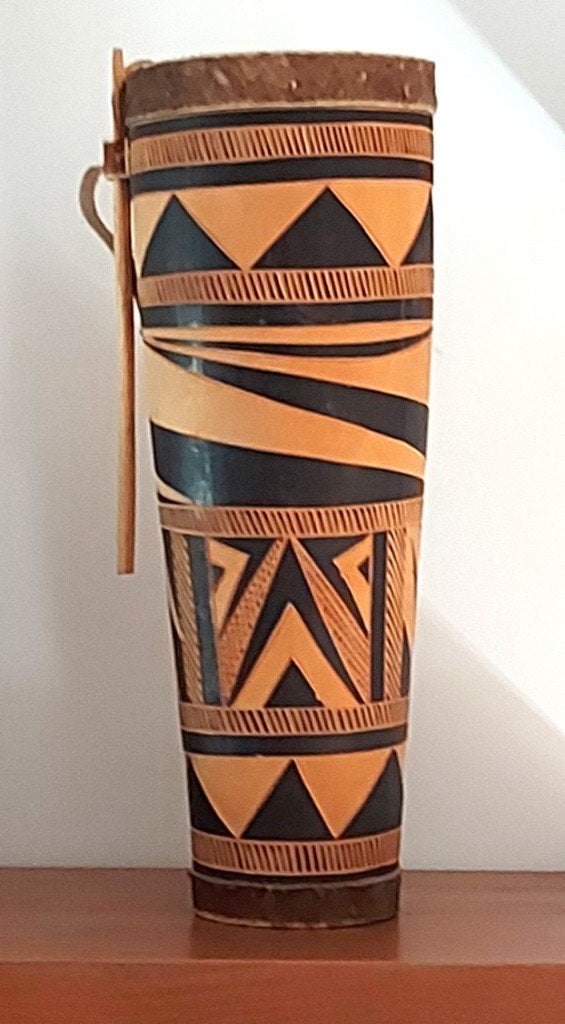 tambour en peau décoration, Antiquités & Art, Art | Art non-occidental, Afrique, Décoration murale, Matériau naturel, Enlèvement