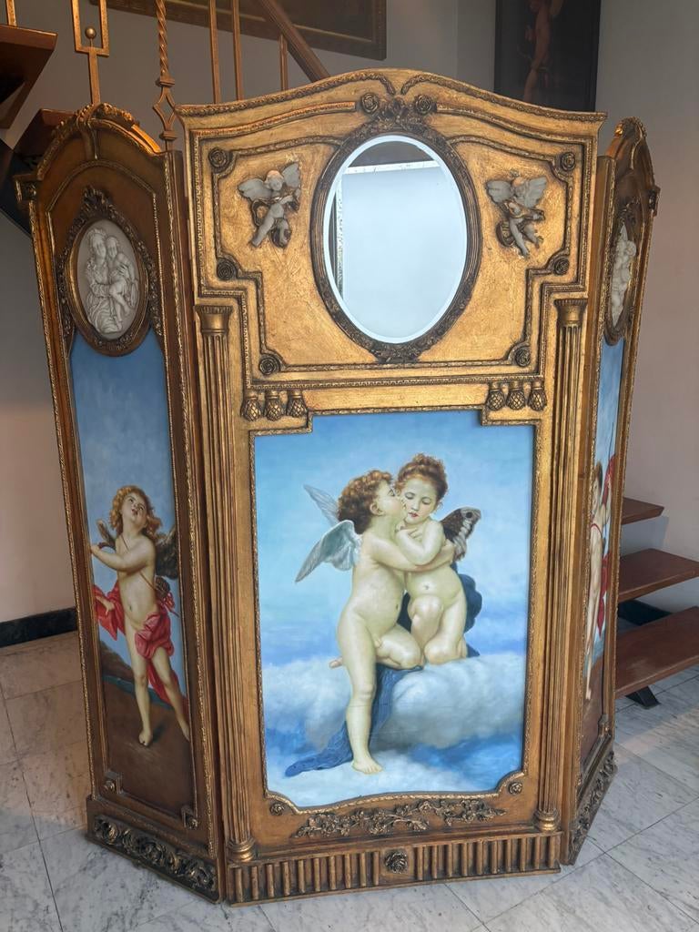 3 luik van teakhout met engelen😍, Antiek en Kunst, Ophalen