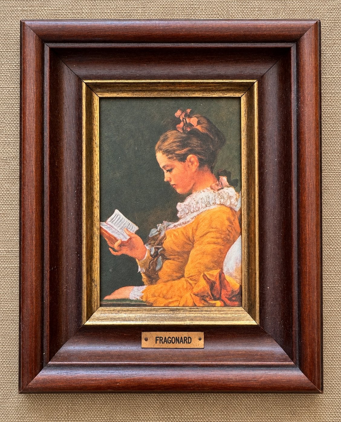 Petit tableau encadré – La Liseuse de Fragonard, Antiquités & Art, Portrait ou Personnes, Enlèvement ou Envoi, Impression, Autres supports