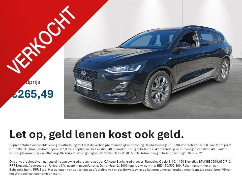 Ford Focus St-Line 1.0 mhev 125pk m6 Trekhaak, Focus, 1349 kg, Achat, Boîte manuelle