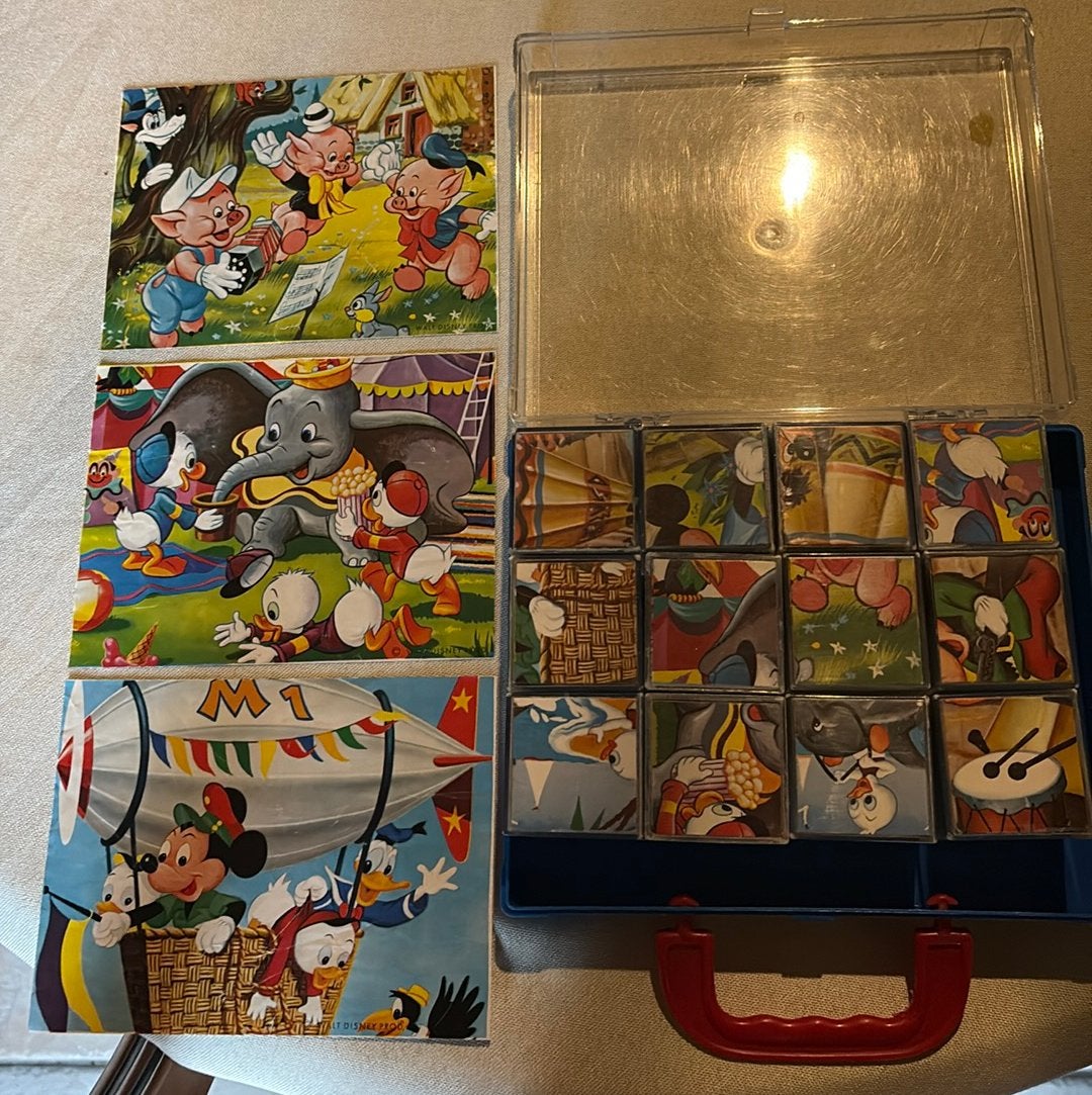 Vintage Disney Blokkenpuzzel in Koffer, Ophalen of Verzenden, Zo goed als nieuw