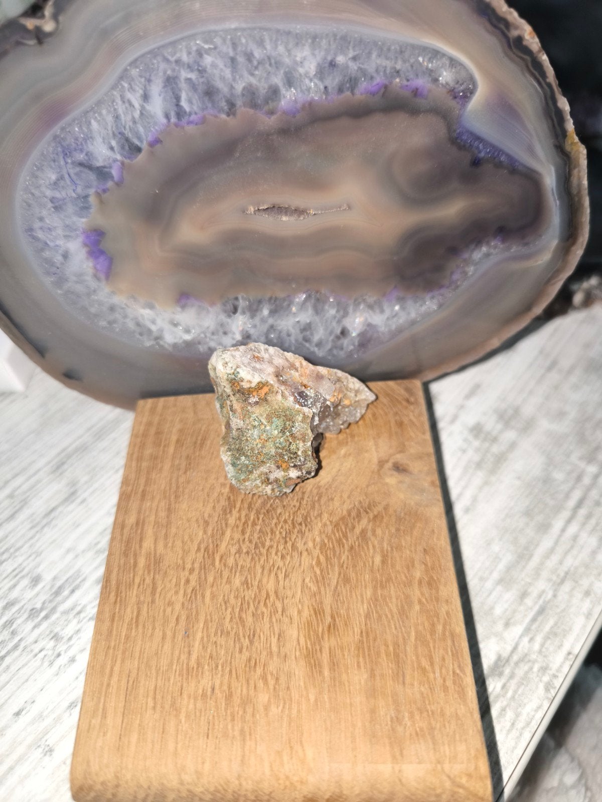 Agaatschijf op hout, Ophalen of Verzenden