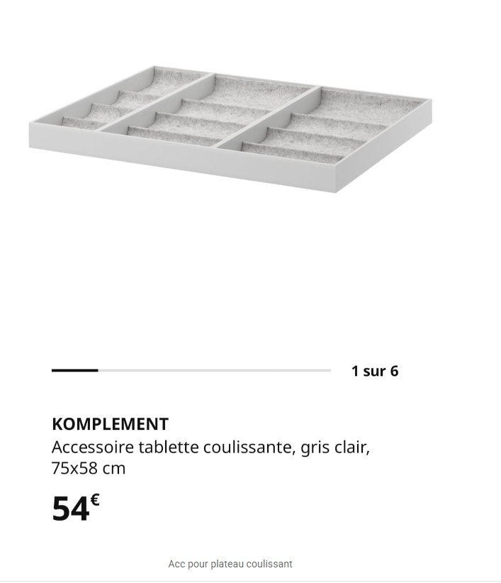 Pax Komplement ladeverdeler/organizer, Huis en Inrichting, Ophalen, Overige materialen, 1 of 2 laden, Feutre